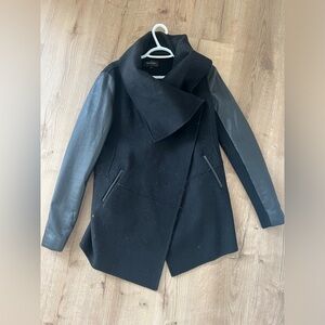 Mackage Montreal genuine leather and wool coat